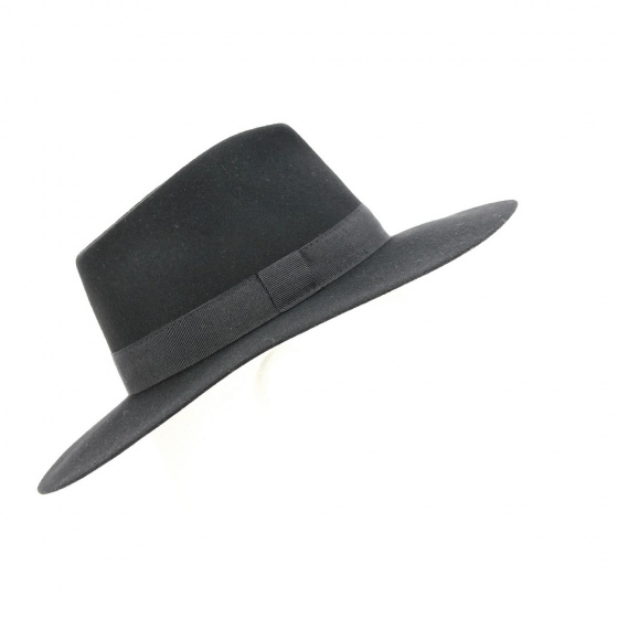 Chapeau Fedora Feutre Laine Noir - Traclet Chapeau Fedora Feutre Laine Noir - Traclet