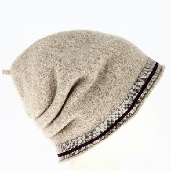 Béret - Bonnet Laine beige avec bandeau - Traclet