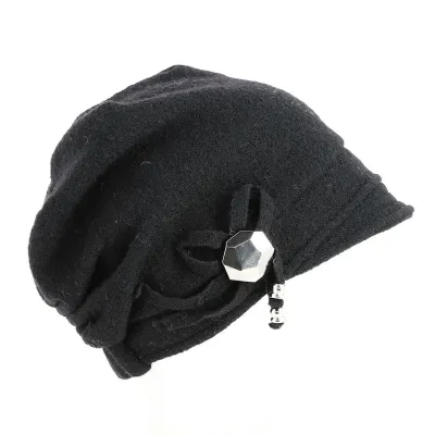 Béret Bonnet Laine avec visière Noir- Traclet  Reference : 8861 | Chapellerie Traclet
