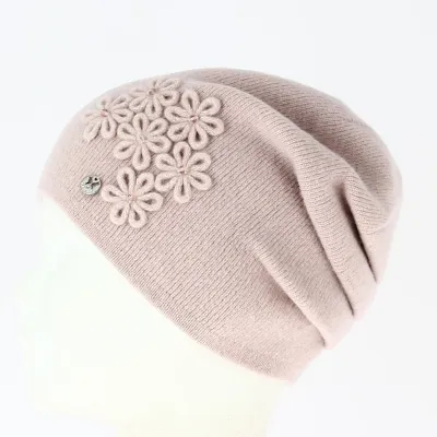 Women's Pink Floral Beanie - Traclet Reference: 4169 | Chapellerie Traclet