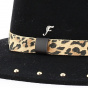Black Leopard Traveller Hat with wool felt detail - Fléchet