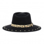 Black Leopard Traveller Hat Wool Felt - Fléchet