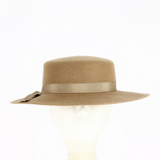 Canotier Feutre laine camel devant Canotier Feutre laine camel devant