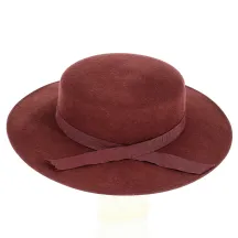 Canotier Feutre laine bordeaux côté