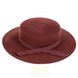 Boater Felt wool burgundy side