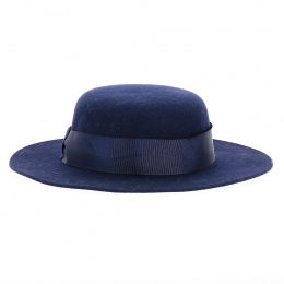 Felt wool navy side boater