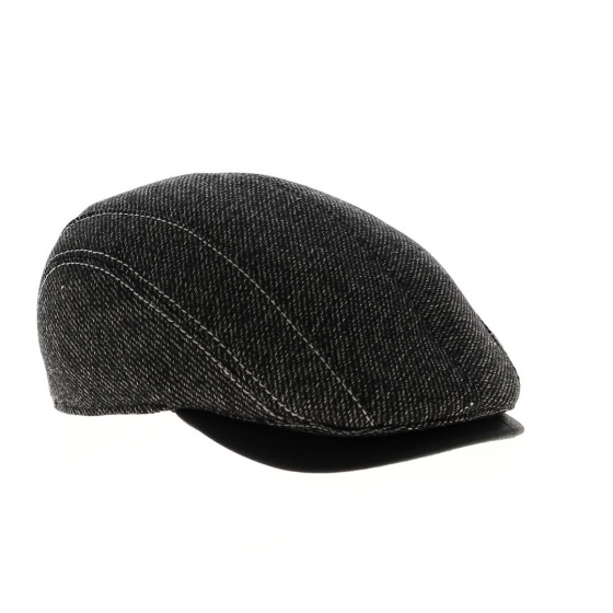 Casquette Plate Chester chine en Laine Gris Noir Traclet