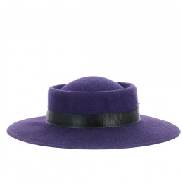 Felt wool straw hat purple in front - Traclet
