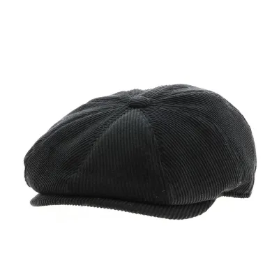 Casquette 8 côtes velours noir