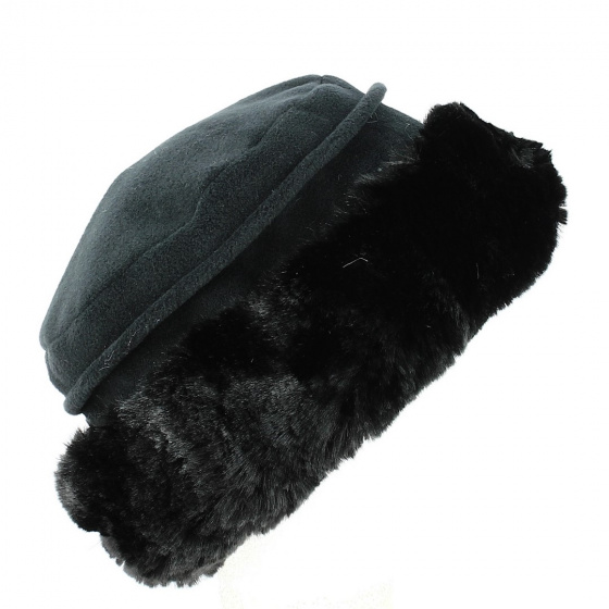 Akilina Chef's Hat Faux Fur & Fleece Lining Black - Traclet