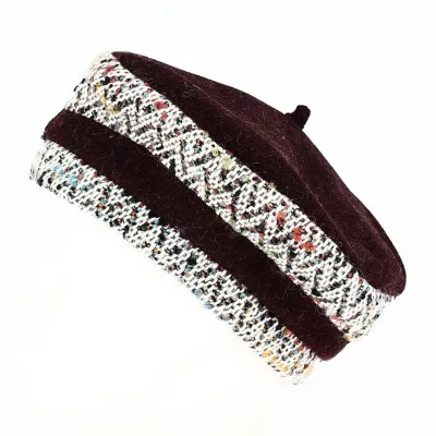 Béret Laine Bordeaux et Multicolore - Traclet