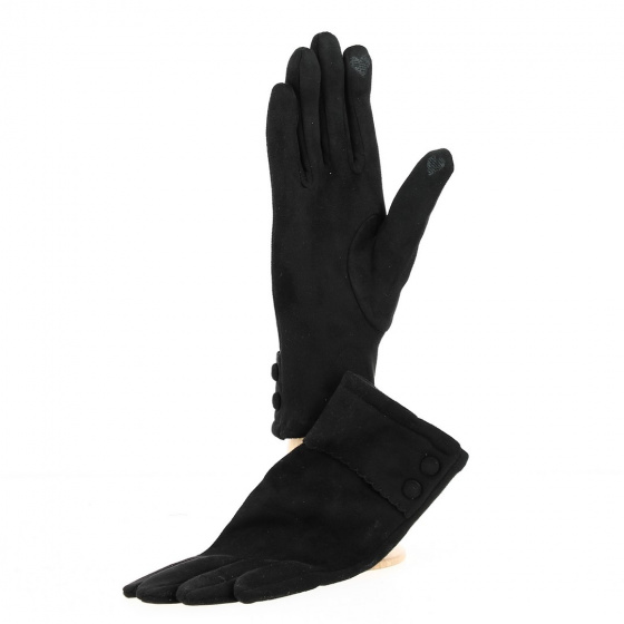 Gants tactiles fantaisie avec boutons noir détail cœur - Traclet Gants tactiles fantaisie avec boutons noir détail cœur - Traclet