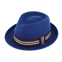 Chapeau Trilby Bari Feutre Laine Bleu roi - Traclet
