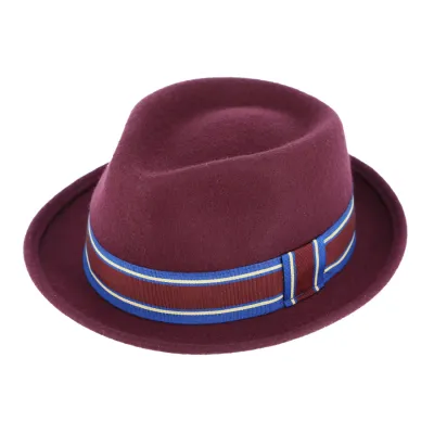 Chapeau Trilby Bari Feutre Laine Bordeaux - Traclet