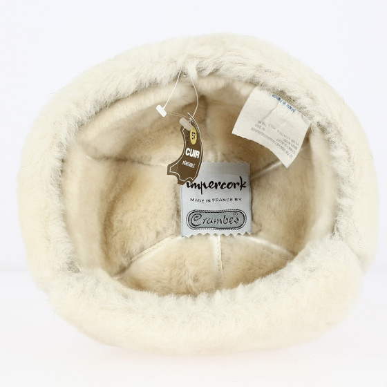 Chapka Stanislas Cuir Marron & Laine beige doublure - Traclet