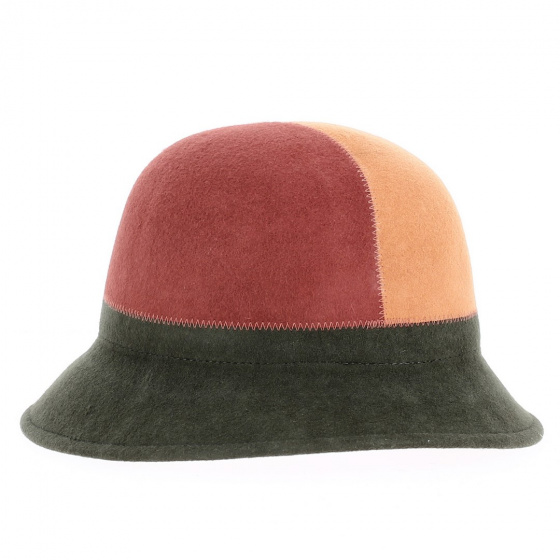 Khaki Wool Felt Cloche Hat - Traclet