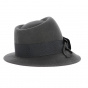 Chapeau cloche feuille feutre laine gris arrière - Traclet