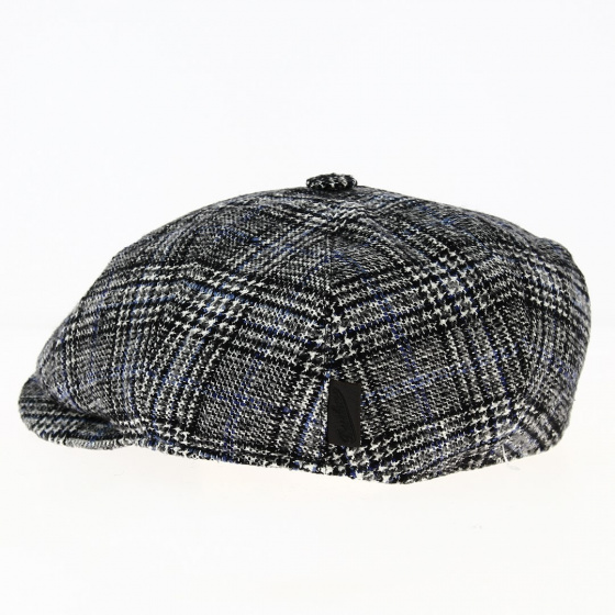 Casquette laine et soie à carreaux grise - Borsalino