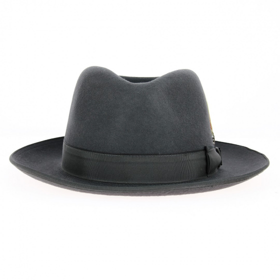Chapeau Fedora Woolfelt laine Anthracite avant - Stetson
