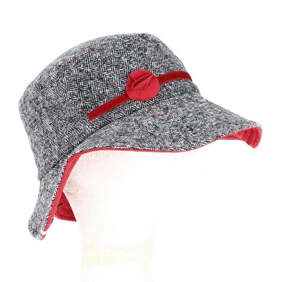 Capeline Femme Missty doublé polaire noir et rouge - Traclet Capeline Femme Missty doublé polaire noir et rouge - Traclet