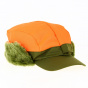 Reversible hunting cap Kaki-Orange with orange side up - Traclet