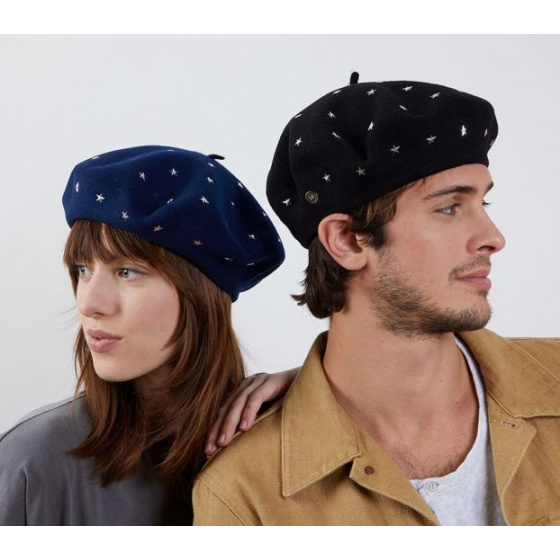Navy Blue Stars Hachiman Beret - Laulhère