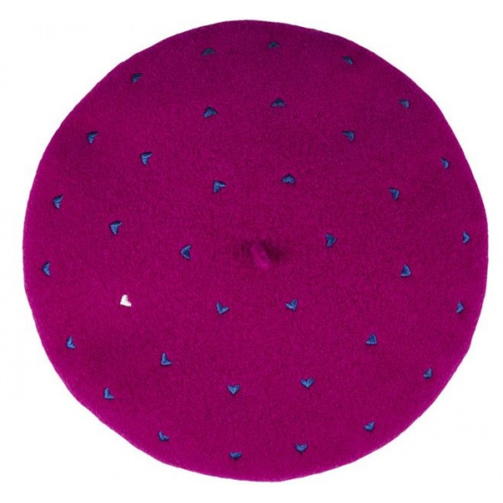 Béret Sagan à Motifs Violine Laine - Laulhère - Made In France