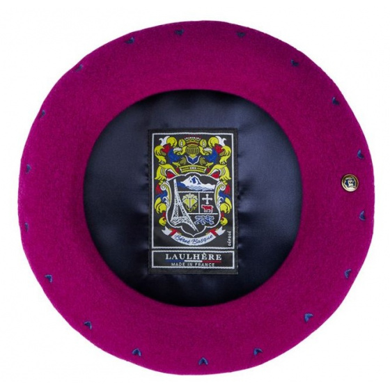 Béret Sagan à Motifs Violine Laine - Laulhère - Made In France