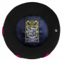 Maupassant Wool Beret Black with Heart Patterns - Laulhère
