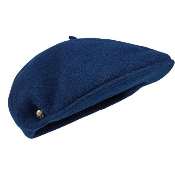 Pau Navy Wool Beret Cap - Laulhère
