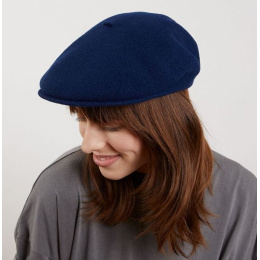 Pau Navy Wool Beret Cap - Laulhère