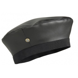Black Leather Beret - Laulhère