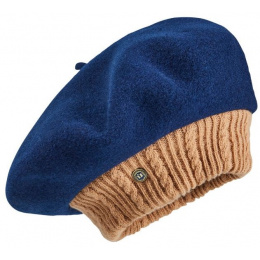 Parisienne Lys Navy Blue Wool Beret - Laulhère