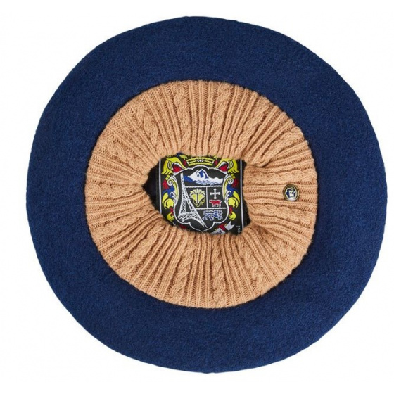 Navy Blue Wool Parisian Beret Lys - Laulhère