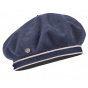 Basque Summer Beret Plaser Navy Blue Cotton - Laulhère