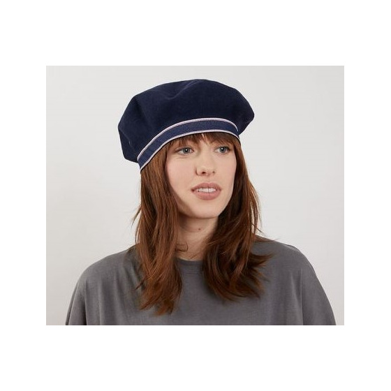 Béret Basque Été Plaser Bleu Marine Coton - Laulhère Béret Basque Été Plaser Bleu Marine Coton - Laulhère