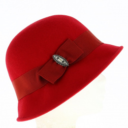 Maithe Cloche Hat Felt Red Wool - Traclet