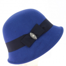 Cloche Hat Maithe Felt Wool Royal Blue - Traclet