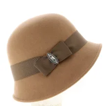 Cloche Hat Maithe Felt Wool Camel - Traclet