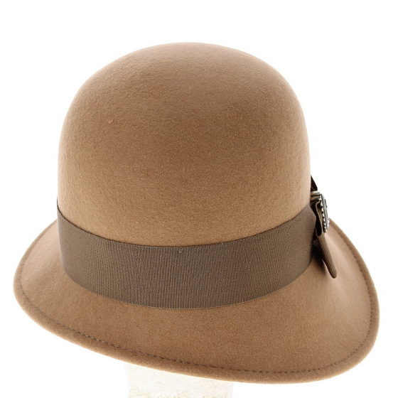 Cloche Hat Maithe Felt Wool Camel back - Traclet