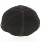 Duckbill Cap Black leather with burgundy stitching detail - Alfonso d'Este