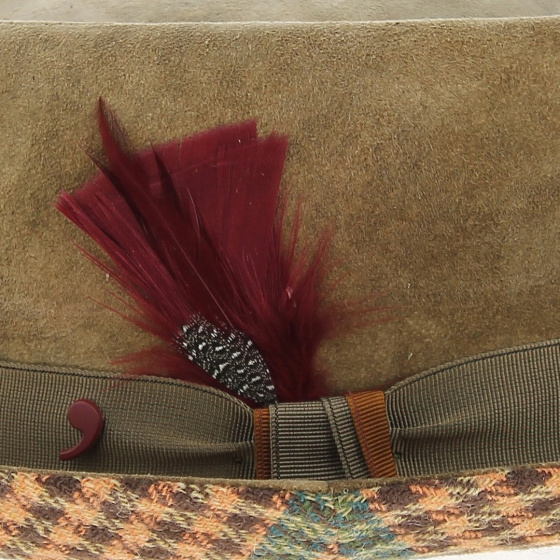 Chapeau Pork Pie cuir Taupe - Alfonso d'este