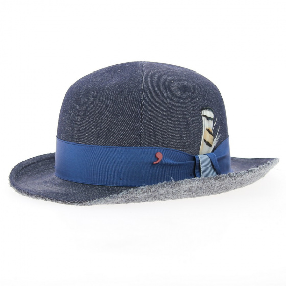 Blue Cotton Bowler Hat - Alfonso d'este