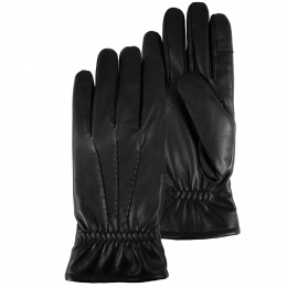 Men's Black Leather Touch Screen Gloves - Isotoner