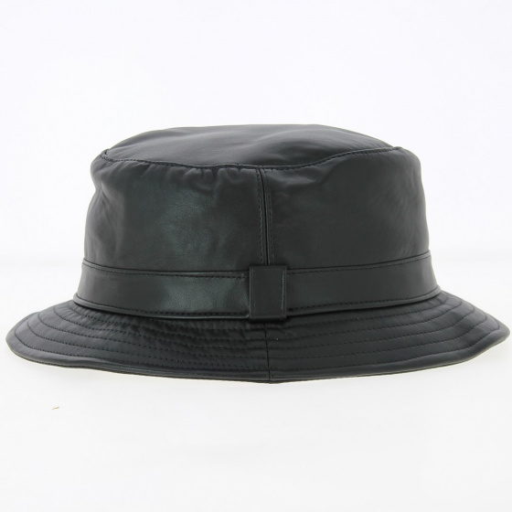 Black Leather Palermo Bucket Hat - Traclet