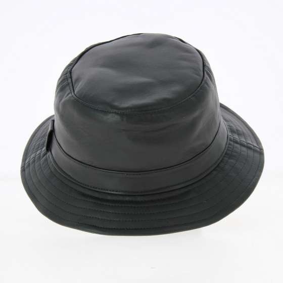 Black Leather Palermo Bucket Hat - Traclet