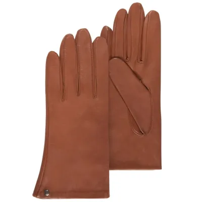 Gants Femme Cuir Doublé Soie Cognac  - Isotoner  Reference : 16996 | Chapellerie Traclet