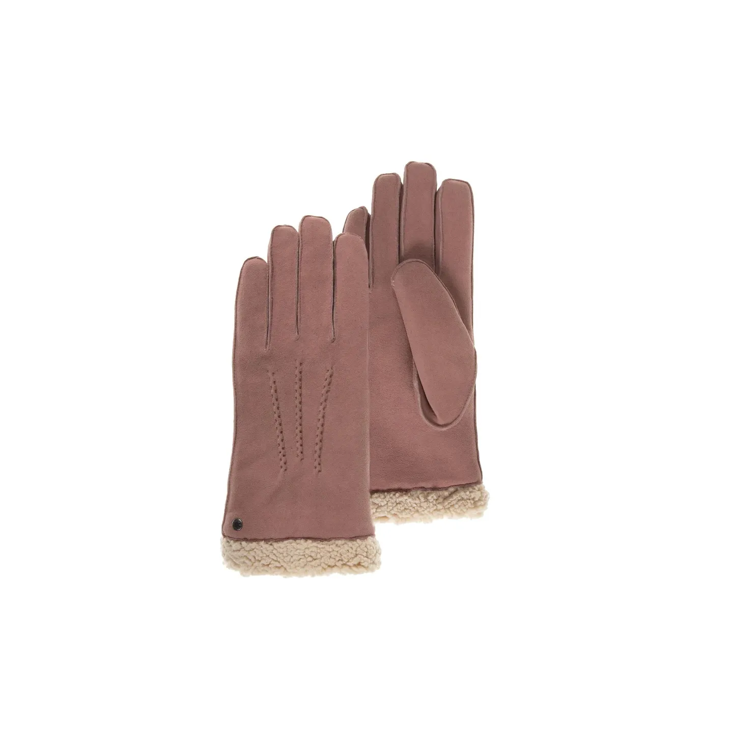Gants Femme Cuir & fourrure Rose Poudré - Isotoner