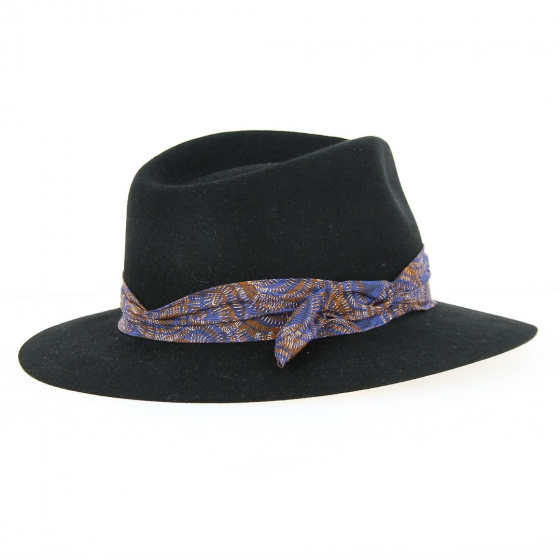 Fedora Wendie Black Felt Hat Back - Crambes