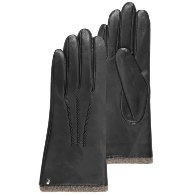 Gants Femme Cuir Doublée Cachemire Noir - Isotoner